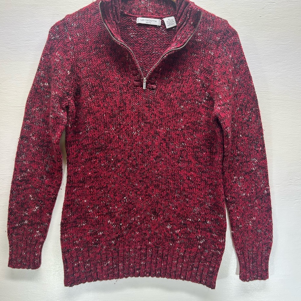 Liz Claiborne Women's Red Speckled V-Neck Sweater